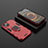 Silicone Matte Finish and Plastic Back Cover Case with Magnetic Finger Ring Stand S02 for Apple iPhone 13 Red