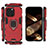 Silicone Matte Finish and Plastic Back Cover Case with Magnetic Finger Ring Stand S02 for Apple iPhone 14 Pro