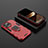 Silicone Matte Finish and Plastic Back Cover Case with Magnetic Finger Ring Stand S02 for Apple iPhone 14 Pro Max Red