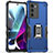 Silicone Matte Finish and Plastic Back Cover Case with Magnetic Finger Ring Stand S02 for Motorola Moto Edge S30 5G