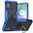 Silicone Matte Finish and Plastic Back Cover Case with Magnetic Finger Ring Stand S02 for Motorola Moto G10 Power Blue