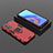 Silicone Matte Finish and Plastic Back Cover Case with Magnetic Finger Ring Stand S02 for Realme 9i 4G