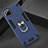 Silicone Matte Finish and Plastic Back Cover Case with Magnetic Finger Ring Stand S02 for Realme C11 Navy Blue