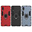 Silicone Matte Finish and Plastic Back Cover Case with Magnetic Finger Ring Stand S02 for Samsung Galaxy A02