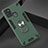 Silicone Matte Finish and Plastic Back Cover Case with Magnetic Finger Ring Stand S02 for Samsung Galaxy A21s Green