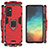 Silicone Matte Finish and Plastic Back Cover Case with Magnetic Finger Ring Stand S02 for Samsung Galaxy A82 5G