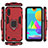 Silicone Matte Finish and Plastic Back Cover Case with Magnetic Finger Ring Stand S02 for Samsung Galaxy M01