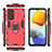 Silicone Matte Finish and Plastic Back Cover Case with Magnetic Finger Ring Stand S02 for Samsung Galaxy M23 5G