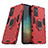 Silicone Matte Finish and Plastic Back Cover Case with Magnetic Finger Ring Stand S02 for Samsung Galaxy Quantum2 5G Red