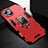 Silicone Matte Finish and Plastic Back Cover Case with Magnetic Finger Ring Stand S03 for Apple iPhone 13 Mini