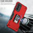 Silicone Matte Finish and Plastic Back Cover Case with Magnetic Finger Ring Stand S03 for Motorola Moto G71s 5G