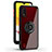 Silicone Matte Finish and Plastic Back Cover Case with Magnetic Finger Ring Stand S03 for Samsung Galaxy A01 SM-A015 Red and Black