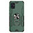 Silicone Matte Finish and Plastic Back Cover Case with Magnetic Finger Ring Stand S03 for Samsung Galaxy A51 5G Green