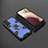 Silicone Matte Finish and Plastic Back Cover Case with Magnetic Finger Ring Stand S03 for Samsung Galaxy M02s