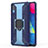 Silicone Matte Finish and Plastic Back Cover Case with Magnetic Finger Ring Stand S03 for Samsung Galaxy M10 Blue