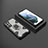 Silicone Matte Finish and Plastic Back Cover Case with Magnetic Finger Ring Stand S03 for Samsung Galaxy S23 5G Gray