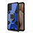 Silicone Matte Finish and Plastic Back Cover Case with Magnetic Finger Ring Stand S04 for Samsung Galaxy A02s Blue