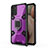 Silicone Matte Finish and Plastic Back Cover Case with Magnetic Finger Ring Stand S04 for Samsung Galaxy A02s Purple