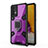 Silicone Matte Finish and Plastic Back Cover Case with Magnetic Finger Ring Stand S04 for Samsung Galaxy A72 4G Purple