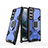 Silicone Matte Finish and Plastic Back Cover Case with Magnetic Finger Ring Stand S04 for Samsung Galaxy S23 Plus 5G Blue