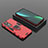 Silicone Matte Finish and Plastic Back Cover Case with Magnetic Finger Ring Stand S04 for Xiaomi Mi 12 5G Red