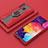 Silicone Matte Finish and Plastic Back Cover Case with Magnetic Finger Ring Stand S05 for Samsung Galaxy A20 Red