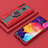 Silicone Matte Finish and Plastic Back Cover Case with Magnetic Finger Ring Stand S05 for Samsung Galaxy A30 Red