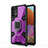 Silicone Matte Finish and Plastic Back Cover Case with Magnetic Finger Ring Stand S05 for Samsung Galaxy A32 4G Purple