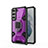 Silicone Matte Finish and Plastic Back Cover Case with Magnetic Finger Ring Stand S05 for Samsung Galaxy S21 5G Purple