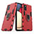 Silicone Matte Finish and Plastic Back Cover Case with Magnetic Finger Ring Stand S06 for Samsung Galaxy M02s Red