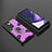 Silicone Matte Finish and Plastic Back Cover Case with Magnetic Finger Ring Stand S06 for Samsung Galaxy S21 Ultra 5G Purple