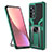 Silicone Matte Finish and Plastic Back Cover Case with Magnetic Finger Ring Stand S06 for Xiaomi Mi 12 5G Green