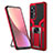 Silicone Matte Finish and Plastic Back Cover Case with Magnetic Finger Ring Stand S06 for Xiaomi Mi 12 5G Red