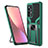 Silicone Matte Finish and Plastic Back Cover Case with Magnetic Finger Ring Stand S06 for Xiaomi Mi 12 Pro 5G Green