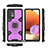 Silicone Matte Finish and Plastic Back Cover Case with Magnetic Finger Ring Stand S07 for Samsung Galaxy A32 4G Purple