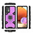 Silicone Matte Finish and Plastic Back Cover Case with Magnetic Finger Ring Stand S07 for Samsung Galaxy A32 5G Purple