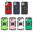 Silicone Matte Finish and Plastic Back Cover Case with Magnetic Finger Ring Stand S08 for Apple iPhone 13