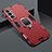 Silicone Matte Finish and Plastic Back Cover Case with Magnetic Finger Ring Stand S08 for Samsung Galaxy S21 5G