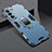 Silicone Matte Finish and Plastic Back Cover Case with Magnetic Finger Ring Stand S08 for Samsung Galaxy S21 5G