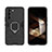 Silicone Matte Finish and Plastic Back Cover Case with Magnetic Finger Ring Stand S08 for Samsung Galaxy S24 5G