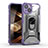 Silicone Matte Finish and Plastic Back Cover Case with Magnetic Finger Ring Stand S09 for Apple iPhone 15 Purple