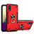 Silicone Matte Finish and Plastic Back Cover Case with Magnetic Finger Ring Stand T01 for Samsung Galaxy M02