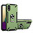 Silicone Matte Finish and Plastic Back Cover Case with Magnetic Finger Ring Stand T01 for Samsung Galaxy M02 Green