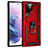 Silicone Matte Finish and Plastic Back Cover Case with Magnetic Finger Ring Stand T02 for Samsung Galaxy S21 Ultra 5G