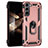 Silicone Matte Finish and Plastic Back Cover Case with Magnetic Finger Ring Stand T02 for Samsung Galaxy S24 5G