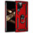 Silicone Matte Finish and Plastic Back Cover Case with Magnetic Finger Ring Stand T02 for Samsung Galaxy S24 Ultra 5G Red