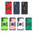 Silicone Matte Finish and Plastic Back Cover Case with Magnetic Finger Ring Stand T04 for Samsung Galaxy S21 FE 5G