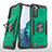 Silicone Matte Finish and Plastic Back Cover Case with Magnetic Finger Ring Stand T04 for Samsung Galaxy S21 Plus 5G Green