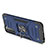 Silicone Matte Finish and Plastic Back Cover Case with Magnetic Finger Ring Stand T05 for Samsung Galaxy S22 5G Blue