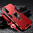 Silicone Matte Finish and Plastic Back Cover Case with Magnetic Finger Ring Stand T06 for Samsung Galaxy S24 5G Red